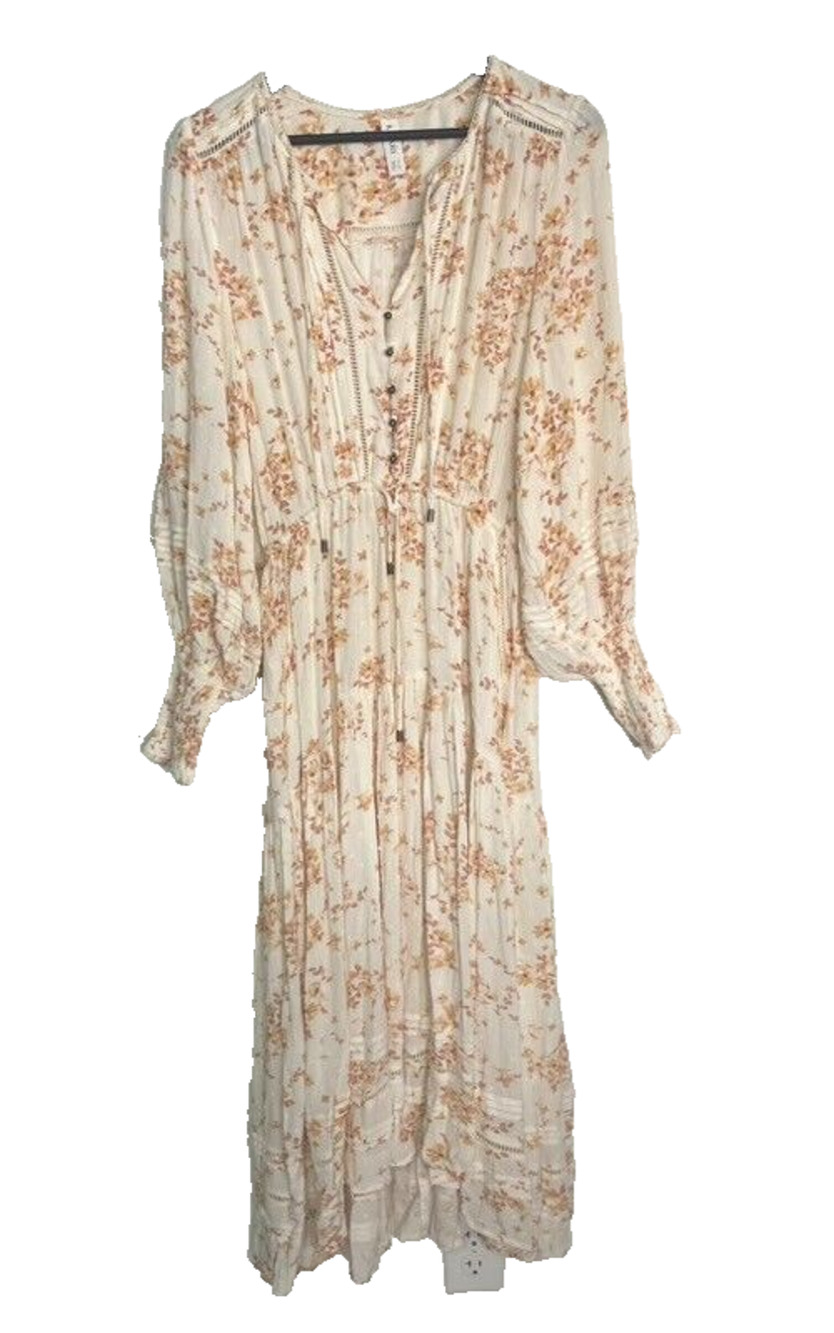 Kivari Dress AU 12 US 8 Misha Ditsy Floral Boho Long Sleeve Casual Midi Tiered